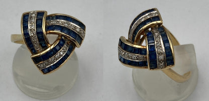 K18 サファイア2.00ct ダイヤ0.10ct リング 15号 中古 D4