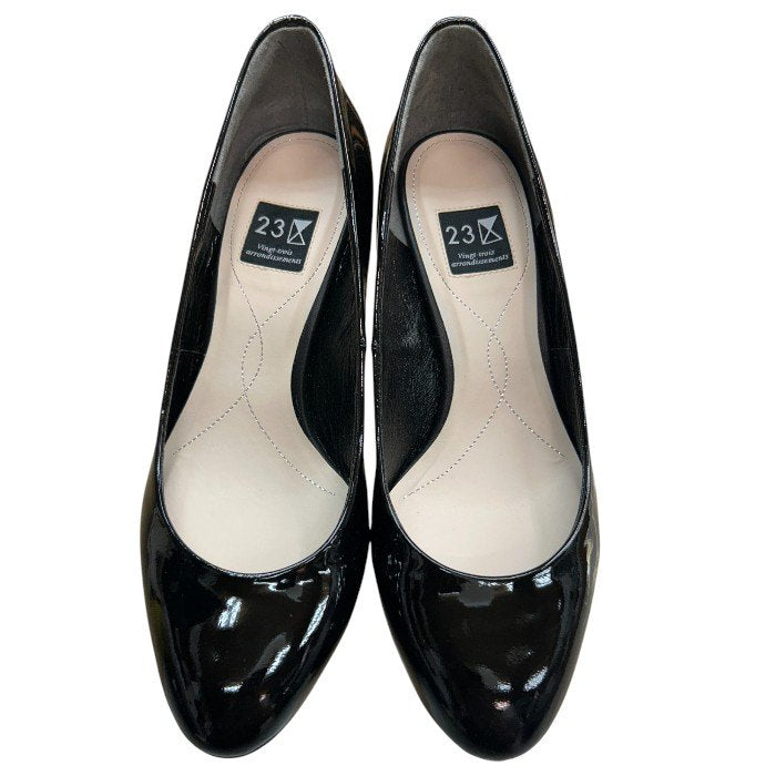 23区 Vingt-trois arrondissements エナメル パンプス 22cm 靴 シューズ ヒール レディース ブラック 中古 W４