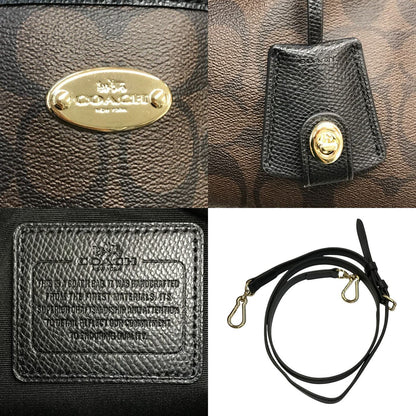 COACH コーチ シグネチャー ミニ マーゴット キャリーオール ハンドバッグ レディース 2way ショルダー 斜め掛け ブラウン/ブラック F34605 中古 T1