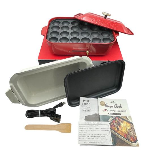 BRUNO コンパクトホットプレート レッド BOE021-RD ブルーノ キッチン家電 たこ焼き 焼肉 中古 W４