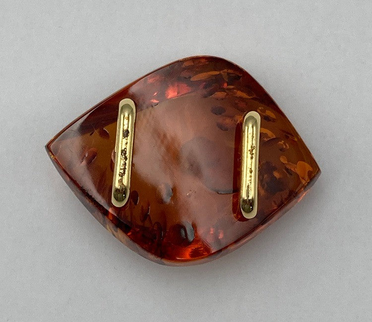 琥珀 帯留め 中古 D4