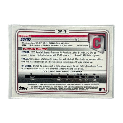 TOPPS MLBカード BOWMAN CHROME 1ST TANNER BURNS CLEVELAND INDIANS /150 #CDA-TB 中古 IT1