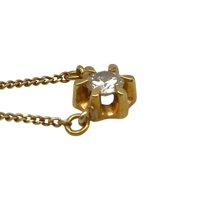 K18/ダイヤ0.18ct ネックレス レディース 喜平チェーン ゴールド 40cm 中古 T1