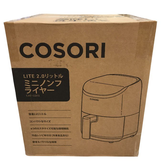 COSORI ノンフライヤー 2L 一人用 エアフライヤー オイル 電気 フライヤー 揚げ物 専用レシピ付き ブラック ‎CAF-LI211-KJP 中古 Y1
