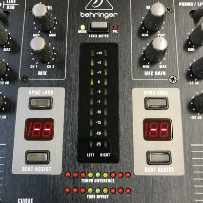BEHRINGER ベリンガー PRO MIXER DJミキサー ブラック 2ch MC ボーカル USB/オーディオインターフェース VMX100USB 中古 T1