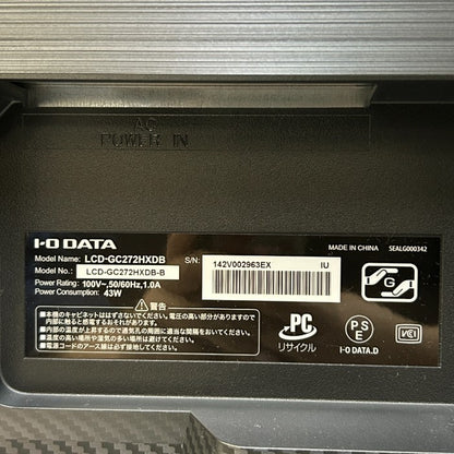 I・O DATA アイ・オー・データ Giga Crysta ゲーミングモニター LCD-GC272HXDB パソコン周辺機器 TFT27型ワイド モニター ゲーム 家電 中古 W４