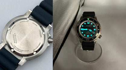 CITIZEN シチズン プロマスター MARINEシリーズ エコ・ドライブ ダイバー200m 構造色限定モデル BN0167-09W 中古 D4