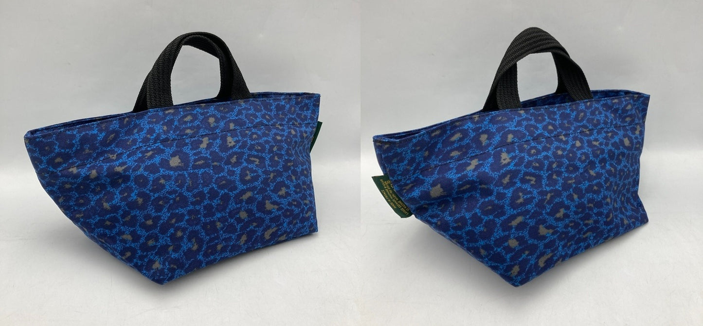 Herve chapelier エルベシャプリエ ナイロン 舟型 トートS ヒョウ柄 パンサー ブルー 中古 D4