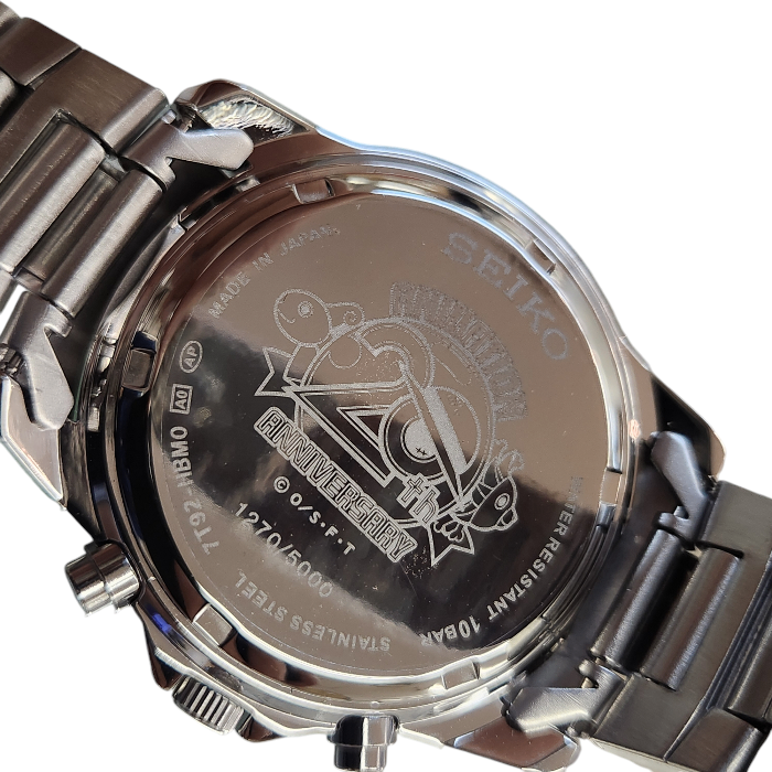 SEIKO セイコー ONE PIECE アニメ 20周年記念モデル 腕時計 メンズ クォーツ アナログ クロノグラフ 5000本限定 シルバー/ブルー 7T92-HBM0 中古 T1