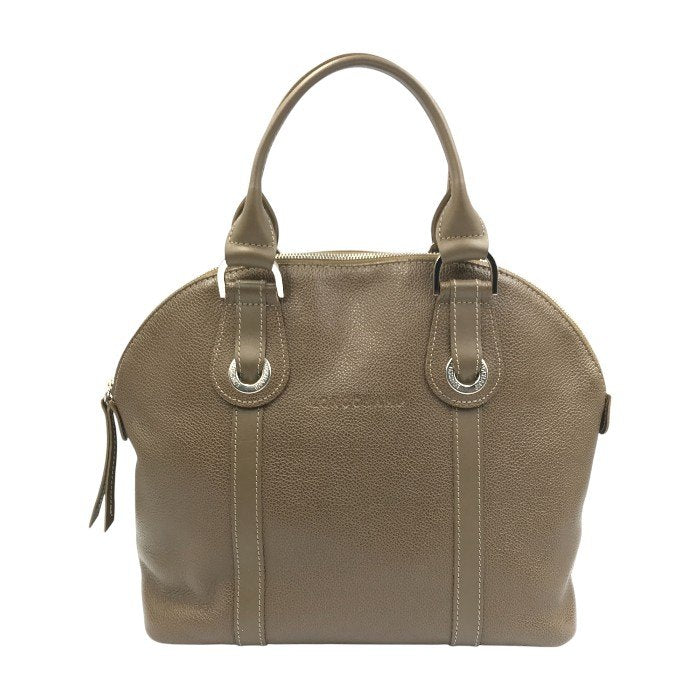 LONGCHAMP ロンシャン ハンドバッグ レディース レザー シンプル アーチ型 ジップ ブラウン 中古 T1