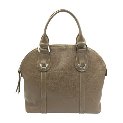 LONGCHAMP ロンシャン ハンドバッグ レディース レザー シンプル アーチ型 ジップ ブラウン 中古 T1