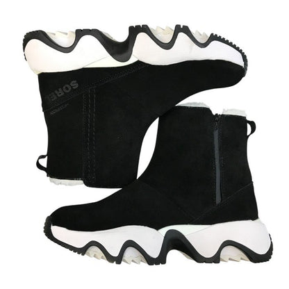 SOREL ソレル キネティック インパクト ショートブーツ レディース 秋冬 厚底 ファー Black/Sea Salt 22.5cm NL5196 中古 T1