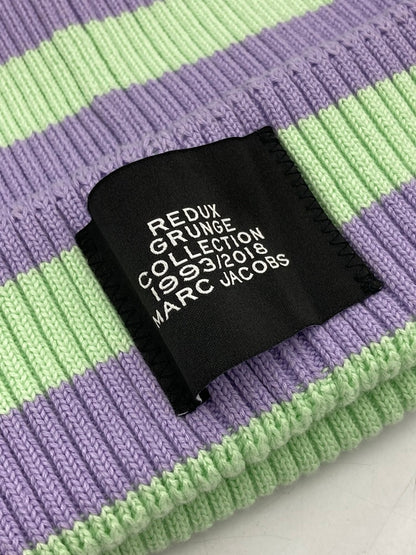 マークジェイコブス REDUX GRUNGE COLLECTION グランジコレクション ストライプ ニット帽 ミントグリーン×ラベンダー 中古 D4
