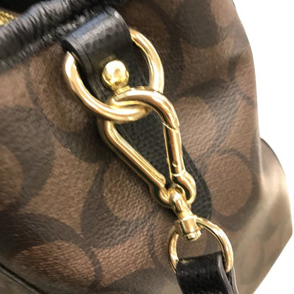 COACH コーチ シグネチャー ミニ マーゴット キャリーオール ハンドバッグ レディース 2way ショルダー 斜め掛け ブラウン/ブラック F34605 中古 T1