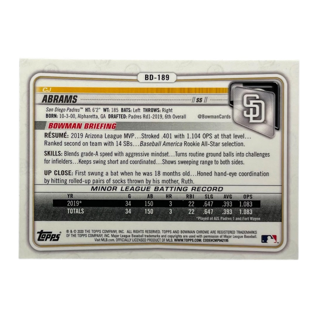 TOPPS MLBカード BOWMAN CHROME CJ ABRAMS SAN DIEGO PADRES #BD-189 中古 IT2