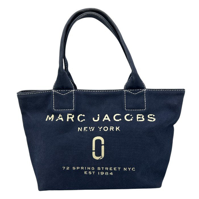 MARC JACOBS マークジェイコブス トートバッグ 鞄 キャンバス ネイビー かわいい 中古 W４