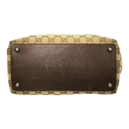 GUCCI グッチ GGキャンバス トートバッグ レディース キャンバス/レザー カジュアル 通勤 A4収納 カーキ/ブラウン 120836 中古 T1