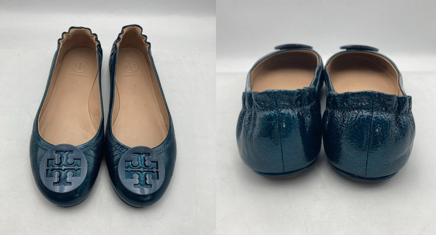 TORY BURCH トリーバーチ ミニー トラベル バレエ フラットシューズ スムースメタリック サイズ6.5M 中古 D4