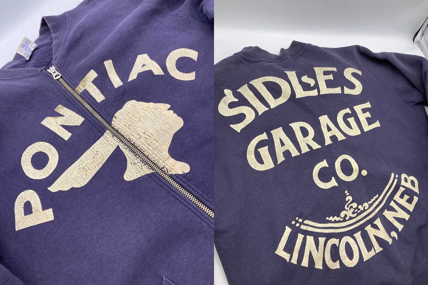 BOOTLEGGERS REUNION ブートレガーズ リユニオン PONTIAC ジップアップ スウェット ネイビー サイズM メンズ 中古 D4