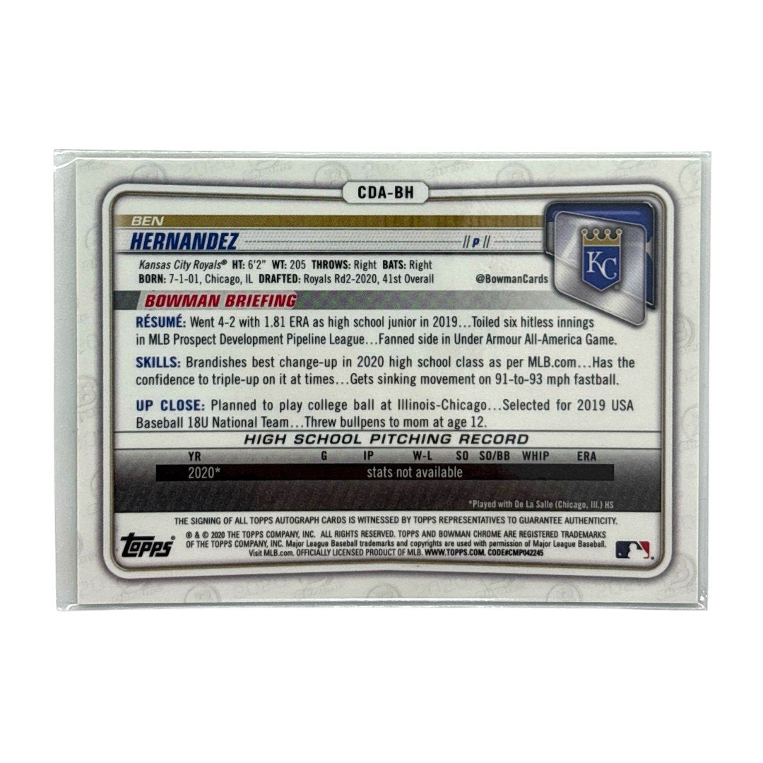 TOPPS MLBカード BOWMAN CHROME 1ST BEN HERNANDEZ KANSAS CITY ROYALS /99 #CDA-BH 中古 IT1