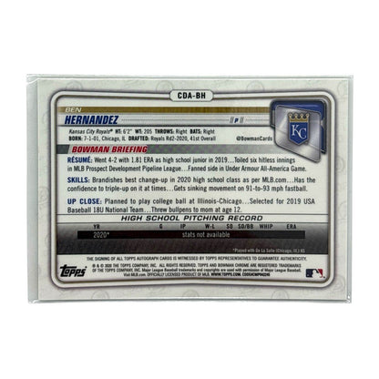 TOPPS MLBカード BOWMAN CHROME 1ST BEN HERNANDEZ KANSAS CITY ROYALS /99 #CDA-BH 中古 IT1