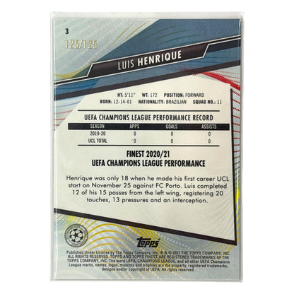 TOPPS サッカーカード FINEST LUIS HENRIQUE OLYMPIQUE DE MARSEILLE 125/125 #3 中古 IT1