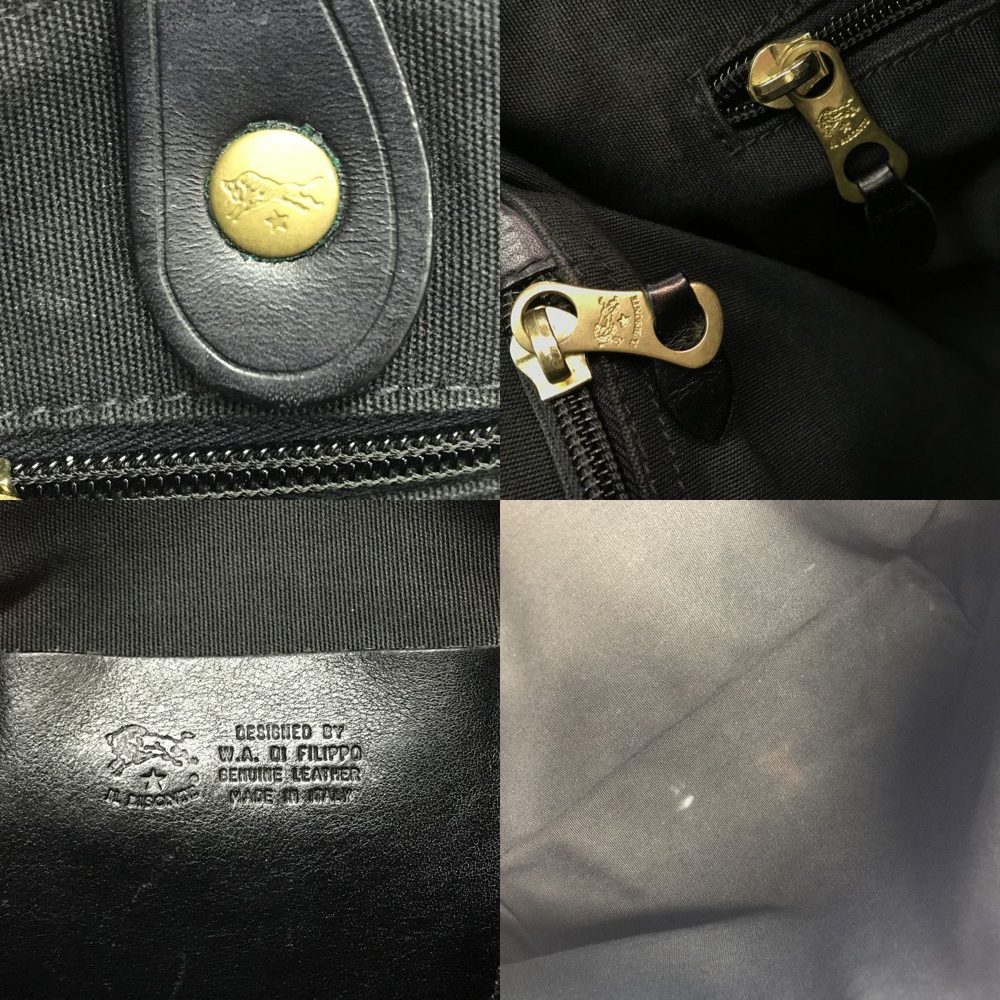 IL BISONTE イルビゾンテ トートバッグ ユニセックス レザー ハンドバッグ ロゴ ブラック 5432400114 中古 T1