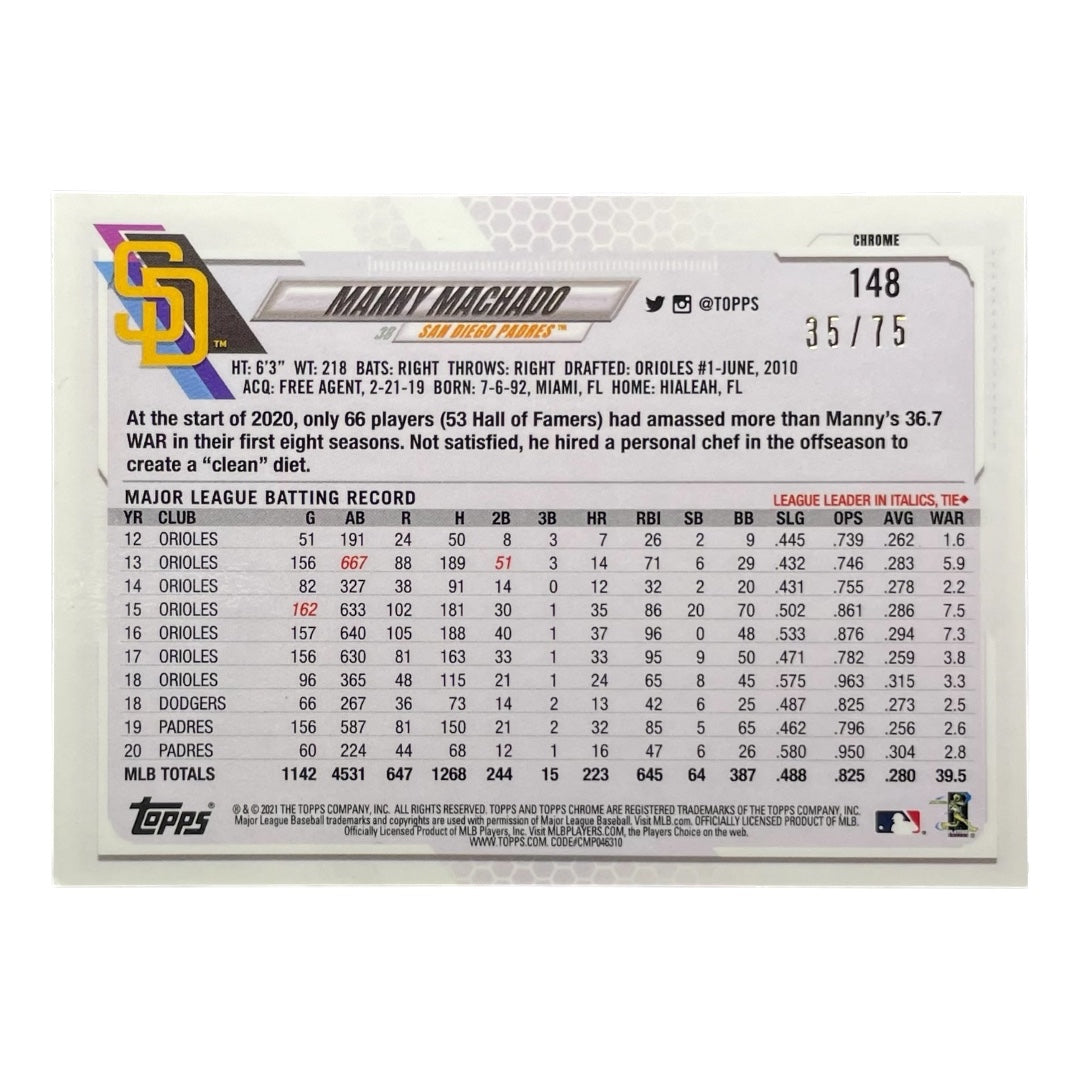 TOPPS MLBカード CHROME MANNY MACHADO SAN DIEGO PADRES /75 #148 中古 IT2