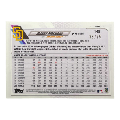 TOPPS MLBカード CHROME MANNY MACHADO SAN DIEGO PADRES /75 #148 中古 IT2
