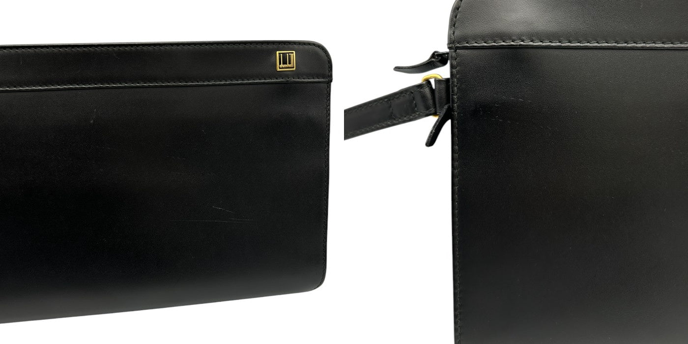 dunhill ダンヒル セカンドバッグ レザー ブラック クラッチバッグ 鞄 本革 メンズ 中古 W４