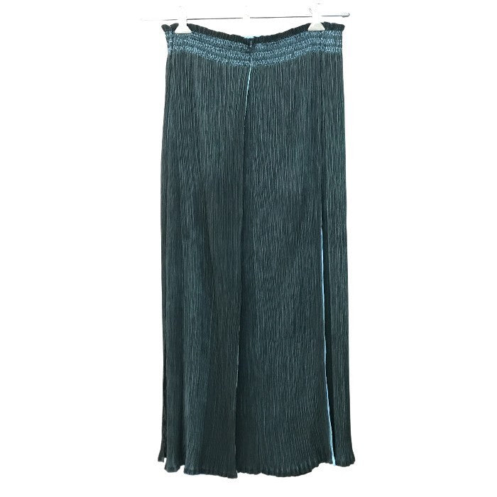 ISSEY MIYAKE イッセイミヤケ ホワイトレーベル ロングスカート レディース プリーツ フレア スリット グリーン/ブルー 2サイズ IM42FG213 中古 T1
