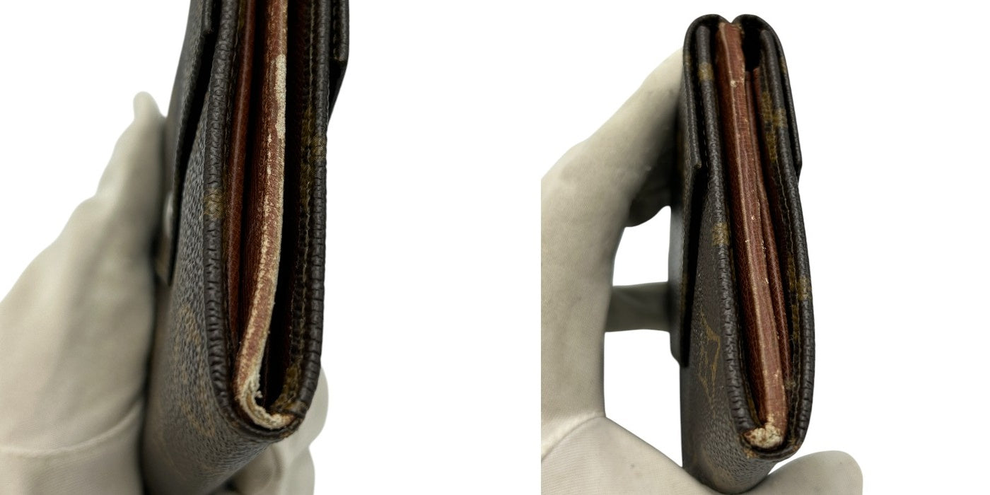 LOUIS VUITTON ルイヴィトン モノグラム ポルトモネビエ 三つ折り財布 M61660 ブランド コンパクト 財布 メンズ レディース ダブルホック 中古 W４