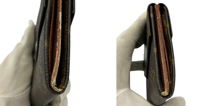 LOUIS VUITTON ルイヴィトン モノグラム ポルトモネビエ 三つ折り財布 M61660 ブランド コンパクト 財布 メンズ レディース ダブルホック 中古 W４