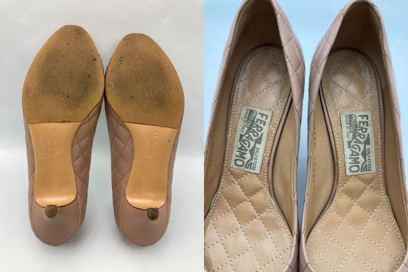 Salvatore Ferragamo フェラガモ ヴァラリボン キルティング パンプス サイズ6D 中古 D4