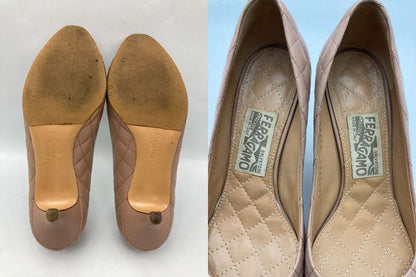 Salvatore Ferragamo フェラガモ ヴァラリボン キルティング パンプス サイズ6D 中古 D4