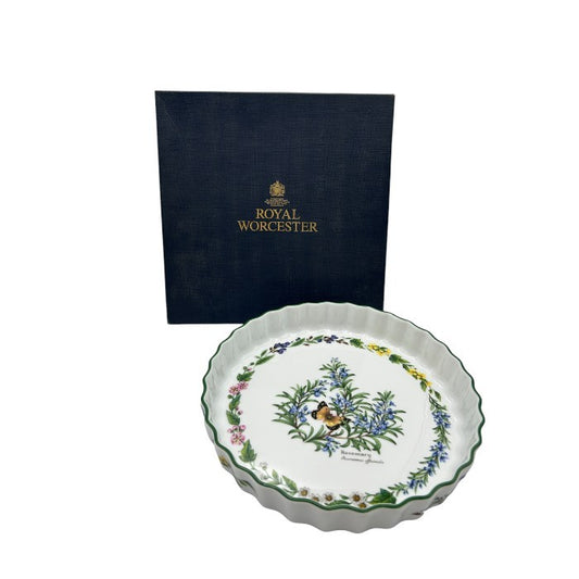 ROYAL WORCESTER ロイヤルウースター ハーブ ローズマリー キッシュプレート 皿 洋食器 ブランド 蝶々 フラワー 花 中古 W４
