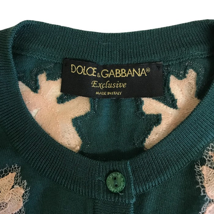 DOLCE＆GABBANA ドルチェ＆ガッバーナ レースコンビ カーディガン 38 トップス グリーン レディース 春 中古 W1
