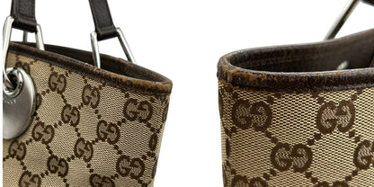 GUCCI グッチ GGキャンバス トート バッグ 120836 ブラウン 鞄 ブランド レディース おしゃれ レザー 中古 W４
