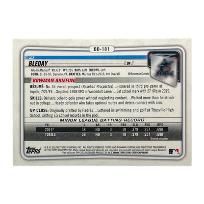 TOPPS MLBカード BOWMAN CHROME JJ BLEDAY MIAMI MARLINS /99 #BD-181 中古 IT2