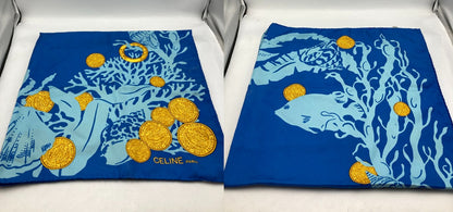 CELINE セリーヌ マリン柄 スカーフ シルク100％ 中古 D4