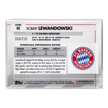 TOPPS サッカーカード CHROME ROBERT LEWANDOWSKI BAYERN MUNCHEN /250 #80 中古 IT1