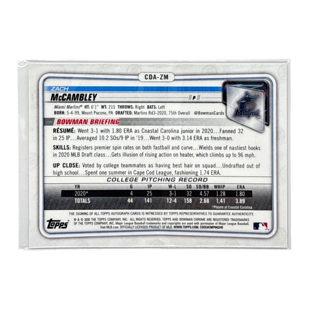TOPPS MLBカード BOWMAN CHROME 1ST ZACH McCAMBLEY MIAMI MARLINS #CDA-ZM 中古 IT1