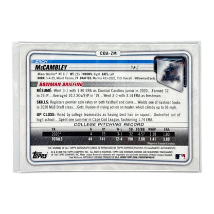 TOPPS MLBカード BOWMAN CHROME 1ST ZACH McCAMBLEY MIAMI MARLINS #CDA-ZM 中古 IT1