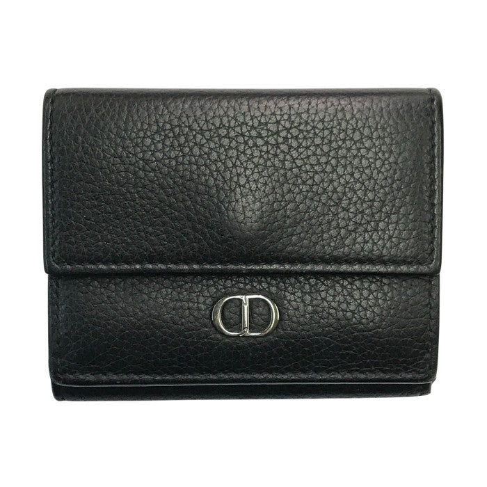 Dior ディオール CD Icon 財布 ユニセックス 三つ折りウォレット レザー コンパクト アイコン ロゴ ブラック 中古 T1
