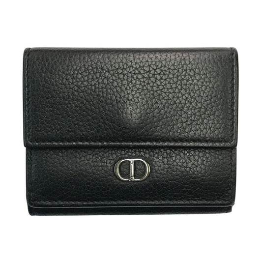 Dior ディオール CD Icon 財布 ユニセックス 三つ折りウォレット レザー コンパクト アイコン ロゴ ブラック 中古 T1