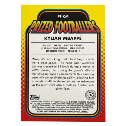 TOPPS サッカーカード FINEST PRIZED FOOTBALLERS KYLIAN MBAPPE PARIS SAINT GERMAIN #PF-KM 中古 IT2