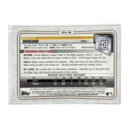 TOPPS MLBカード BOWMAN CHROME 1ST TUCUPITA MARCANO SAN DIEGO PADRES #CPA-TM 中古 IT1
