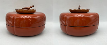 山中塗 雅峰 天然木 うるし塗装 柿型 菓子器 中古 D4