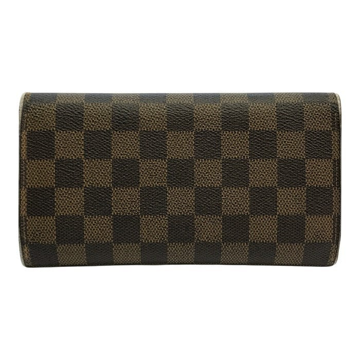 LOUIS VUITTON ルイヴィトン ダミエ エベヌ ポルトフォイユ インターナショナル 長財布 ユニセックス 3つ折り 定番 ブラウン N61217 中古 T1