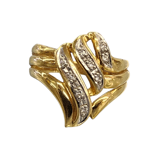 K18/Pt900 ダイヤ 0.05ct リング レディース 18金 ゴールド 11号 中古 T1